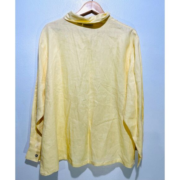 Bay studio linen button up shirt tunic long sleeve Butter Yellow women 2X New - Picture 2 of 4